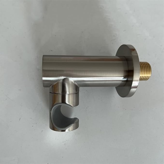 Hand Held Shower Head Holder with Hose Connector Shower Wand Holder Wall Mount Adjustable Handheld Shower Handle Sprayer Holder Shower Hose Adapter Shower Elbow with Spray Head Bracket Brushed Nickel