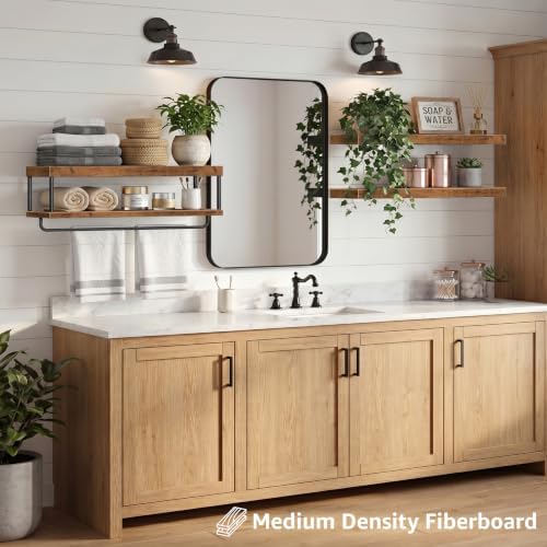 QEEIG Long Bathroom Floating Shelves Over Toilet (Brown, Set of 3, 31.5")