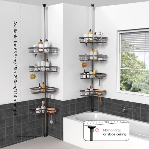 KEGII 4-Tier Corner Shower Caddy Tension Pole, Bathroom Shelf, Bronze