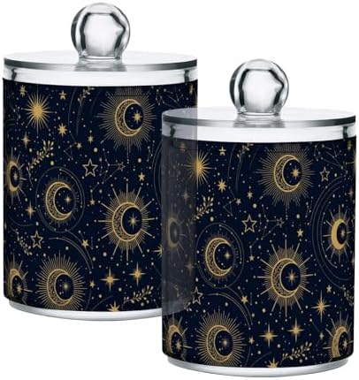 MNSRUU 2 Pack Qtip Holder Organizer Dispenser Blue Space Galaxy Constellation Bathroom Storage Canister Cotton Ball Holder Bathroom Containers for Cotton Swabs/Pads/Floss
