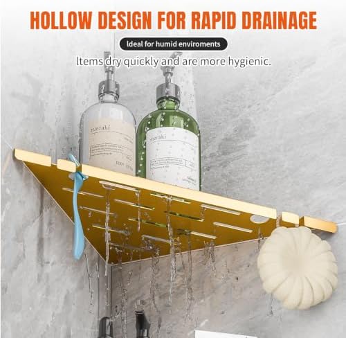 Corner Shower Shelves with Razor Hole & Hooks, Shower Caddy Storage