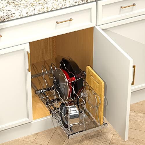 Simple Houseware Under Cabinet Pull Out Sliding Shelf Organizer, Chrome