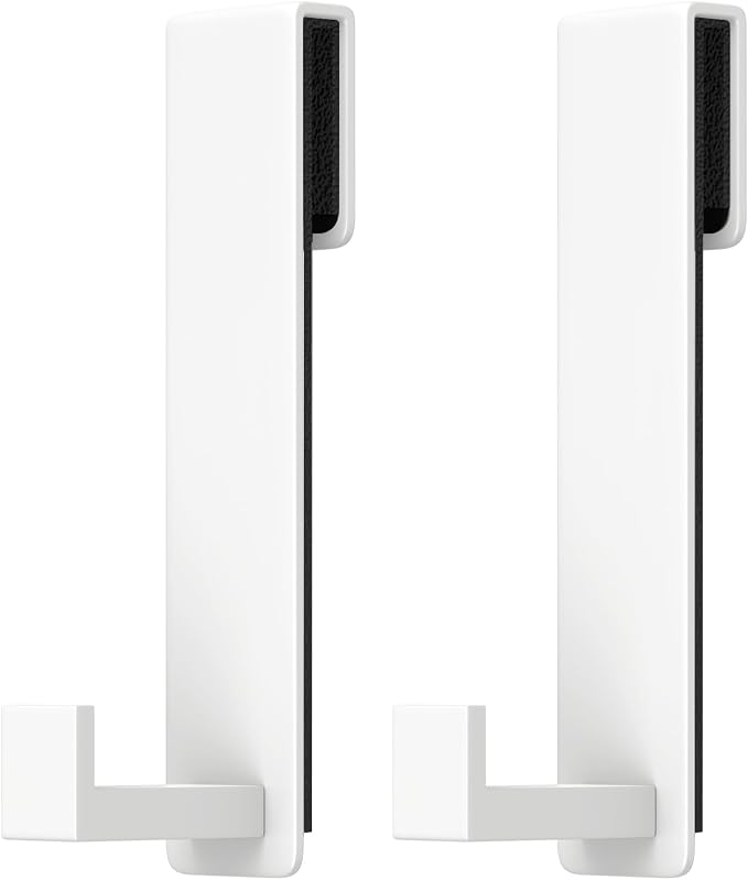 PMMASTO Shower Door Hooks, (7.5 Inch) Extended Towel Hooks for Bathroom Frameless Glass Shower Door, Stainless Steel Heavy Duty Hooks (White, L Shape-Fits 3/8" Thick Door)