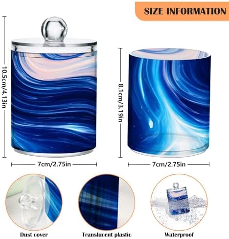 MNSRUU 2 Pack Qtip Holder Organizer Dispenser Marble Bathroom Storage Canister Cotton Ball Holder Bathroom Containers for Cotton Swabs/Pads/Floss