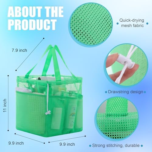 Talltalk Mesh Shower Caddy with Drawstring Basket, Bright Colors, 6 Pcs