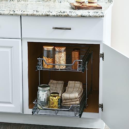 Household Essentials Chrome-Plated Steel Dual-Tier Slide-Out Organizer