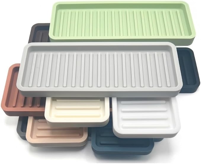 Silicone Sink and Surface Organizer Tray, Sponge Holder, Vanity Tray, Heat Safe, Dishwasher Safe, for Bathroom and Kitchen Organization (Dark Chocolate, 12"x4")