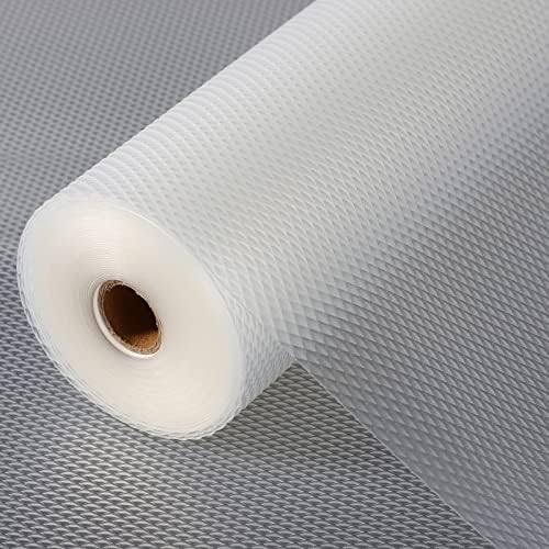 Anoak Shelf Liner, 12 Inches x 10(120.1 Inch) FT Non-Slip Cabinet Liner, Diamond Pattern Clear