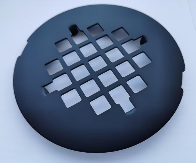 4-1/4 inches Snap-On Round Shower Drain Cover, Stainless Steel (Matte Black)
