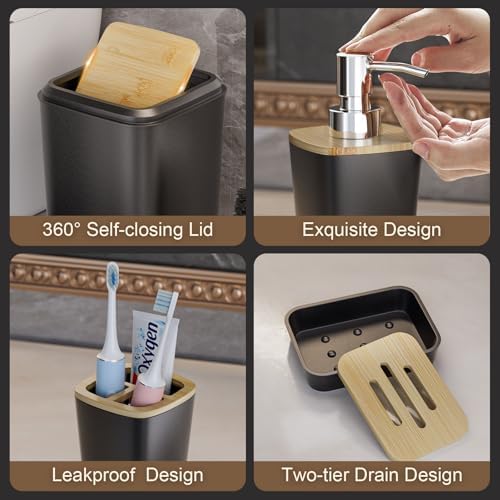 XLHOMO Black and Gold Bathroom Accessories Set - 24PCS with Shower Curtain, Rugs, and Waterproof Curtain Set
