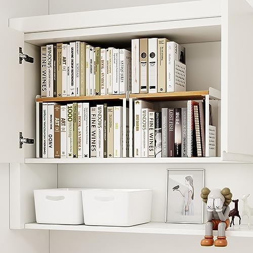 Mitus Stacking Wood Shelf Organizer, Counter Cabinet Storage Rack, 12 inch
