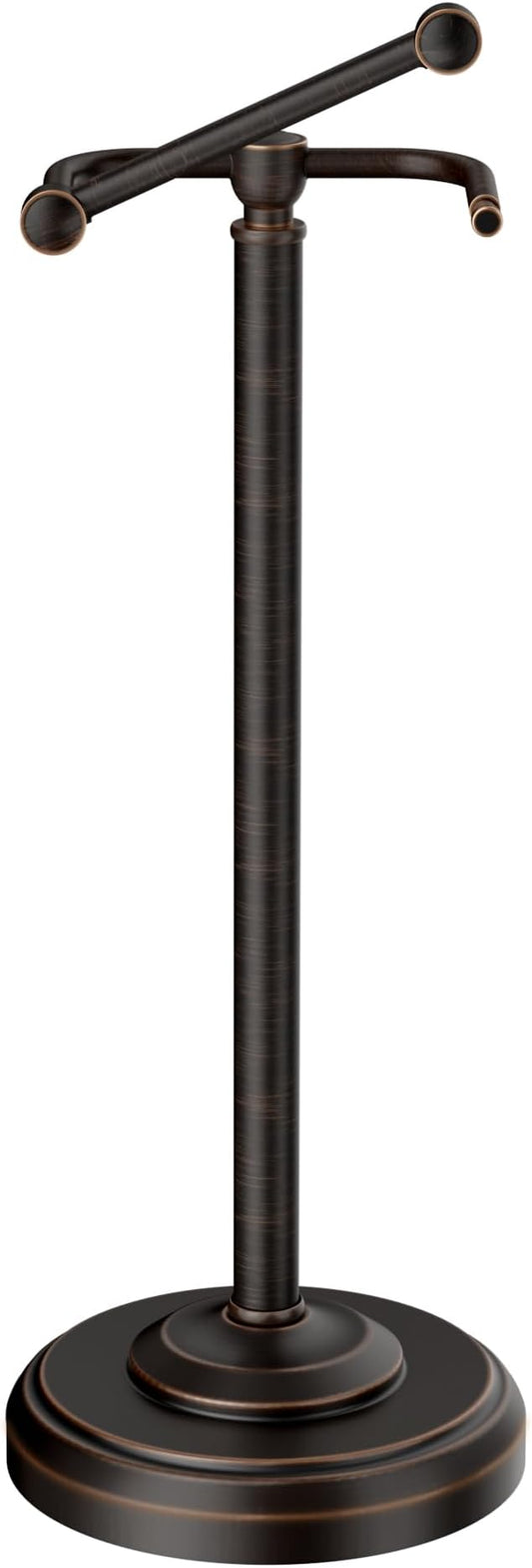 Toilet Paper Holder Stand Oil Rubbed Bronze Stainless Steel | Stable Weighted Base and Post Pivoting Design Easy to Change Roll, Mega Roll Freestanding Toilet Paper Holder for Bathroom