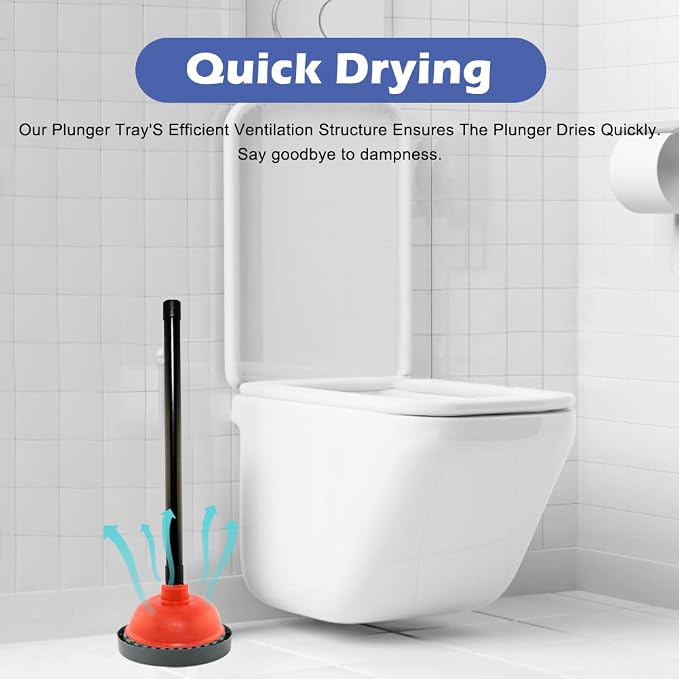 2 Pcs Plunger Trays, Air Drying Mat for Toilet Plunger, Catches Drips and Dries Quickly, Toilet Plunger Organizer Mat, Toilet Plunger Holder Only(6.3inch)