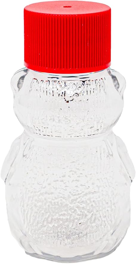 2 Ounce Honey Bears with Sealable Red Screw Top Lid - 24 Pack (2 oz. Bear, 24pk, Red)