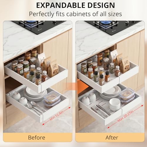 DOMNIU 2 Pack Pull Out Cabinet Organizers Expandable Width (12.4''-20.27'')