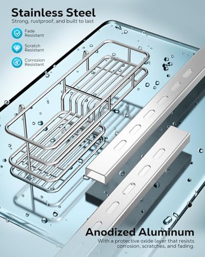 Nieifi Over The Door Shower Caddy, Stainless Steel, Adjustable for Bathroom