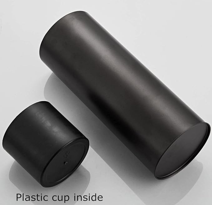 Black Toilet Plunger with Holder Bathroom Metal Canister Holder Drip Cup, Heavy Duty, Deep Cleaning