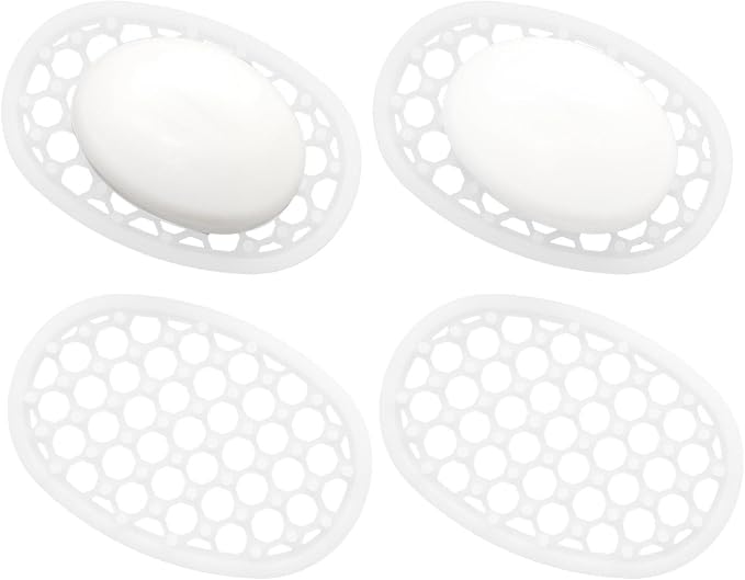 4 Pack Soap Dish for Shower, Non-Slip Silicone Bar Soap Holder with Efficient Drainage Holes for Bathroom Sink, Self Draining Soaps Saver Pad for Shower Niche, Shelf (Translucent- 4Pcs)