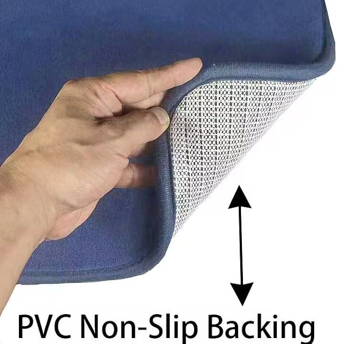 Madeals Bathroom Toilet Rug Set 4 Piece with Toilet Lid and Tank Cover | Memory Foam,Nave Blue,Non-Slip Backing,Soft,Fit,Absorbent, Comfort,2 Piece Bathroom Mat,Thickness,Quick Drying, Washable,