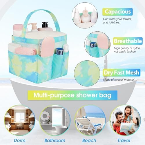 Mesh Shower Caddy Portable - 9 Pockets for College Dorm Room Essential