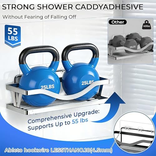 14 Pack Shower Caddy Adhesive Replacement, Strong Adhesive Hooks, Waterproof Shower Adhesive Strips, No Drilling, for Bathroom Storage Shelves