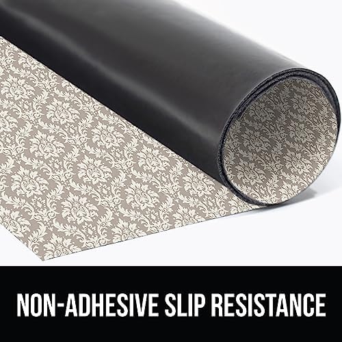 GORILLA GRIP LeakGuard Under Sink Mat for Cabinet, 24x40 Damask Taupe Cream