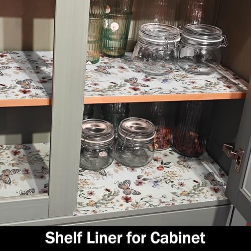 Butterfly Floral Shelf Liners Non Adhesive 12IN x 20FT