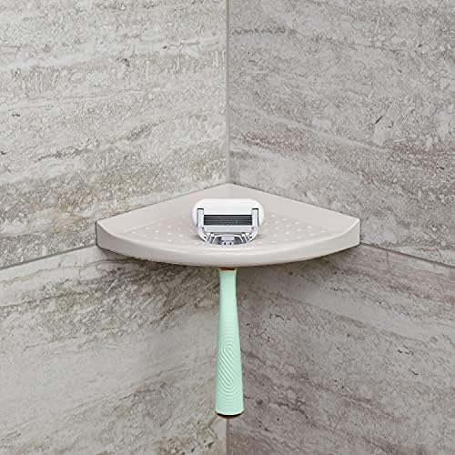 Questech 5" Corner Shower Footrest, Lugged for New Construction, Shaving Shelf for Inside Shower, Bathroom Storage Corner Caddy, Metro Lugged, Gray Polished