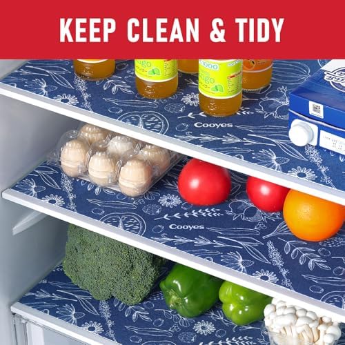 Cooyes 12 Pack Refrigerator Shelf Liners for French Door Fridge, 17.7" × 36" Extra Large, Non-Slip Fridge Mats Machine Washable, Refrigerator Drawer Liner for Glass Shelves Kitchen Cabinet