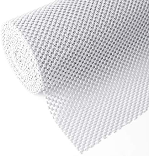Shelf Cupboard Liner, Cabinet Drawer Liners Non Adhesive 12 Inches x 20 Feet for Kitchen Cabinets, Strong Grip Durable Non Slip for Storage Desks Kitchenware Tableware, Easy to Install, White