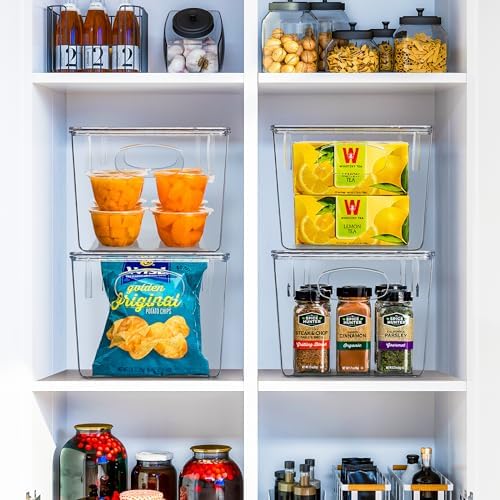 Sorbus Large Plastic Storage Bins with Lids - for Kitchen Organization, Pantry Organizers and Storage, Fridge Organizer, Cabinet Organizer, Refrigerator Organizer Bins - Clear Storage Bins (2 pack)