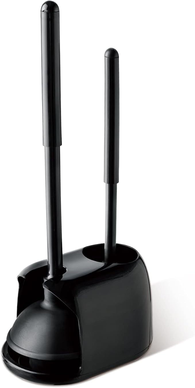 Eyliden Toilet Plunger and Brush Set, 2-in-1 Compact Holder | Unclogs Toilets, Deep Cleans Bowls, Nylon Bristles, Rubber Cup, Durable Plastic Caddy, Space-Saver, Bathroom Cleaning Tools