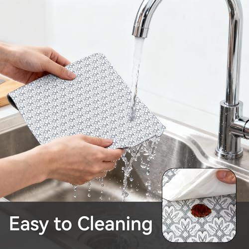FIFTY FEET 18"x96" Non-Adhesive Shelf Liner for Kitchen Cabinets and Drawers, Washable Non-Slip PVC Cabinet Liner (Black Floral)(7 Roll)