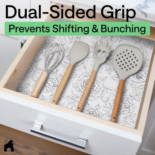 GORILLA GRIP Shelf Liner, Kitchen Drawer Protector, 12x120 Floral Gray