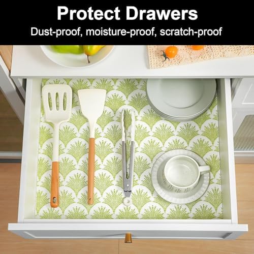 Cooyes Shelf Liners for Kitchen Cabinets, Refrigerator Liners Waterproof & Oil-Proof Kitchen Cupboard Liner Drawer Mats EVA Material Non Adhesive Fridge Liner for Shelves（11.8" W x 236" L）