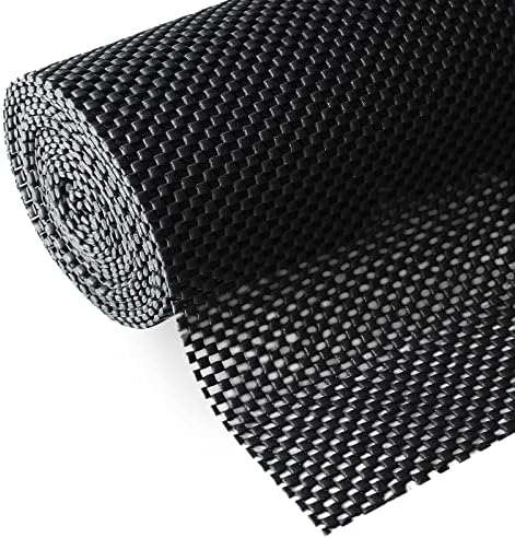 Shelf Liner, Non-Adhesive Roll Drawer Liners 12 Inches x 20 Feet for Drawers, Non Slip Grip Durable Strong Clean, for Cabinets, Kitchen, Storage, Desks, Kitchenware, Tableware, Black