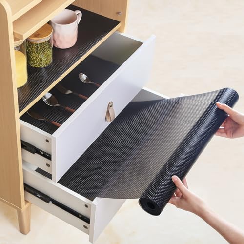Shelf Liners 20 inch x 20 ft Shelf Liners for Kitchen cabinets nonstick Lining Drawer Mats EVA Protector for Cupboard (Translucent Black,20 inch x 20 ft)