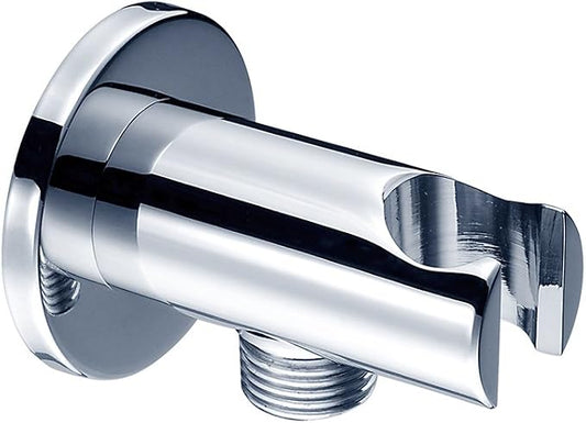 Hand Held Shower Head Holder with Hose Connector Shower Wand Holder Wall Mount,Handheld Shower Handle Sprayer Holder Shower Hose Adapter Shower Elbow with Spray Head Bracket Replacement Chrome