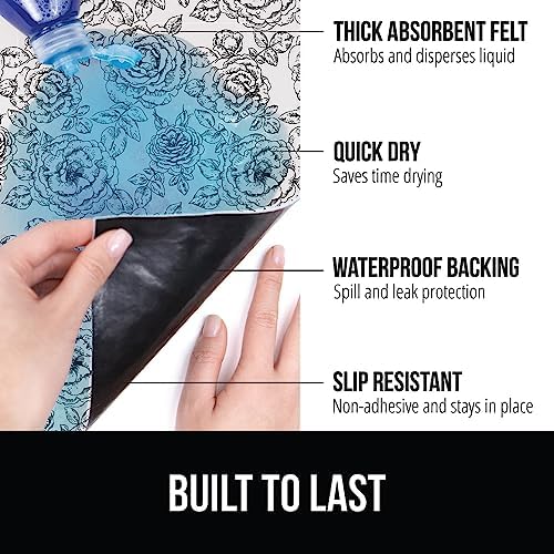 GORILLA GRIP LeakGuard Under Sink Mat for Cabinet, 24x30 Floral Gray