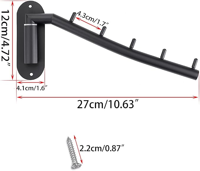 Sumnacon Stainless Steel Clothes Hanger Rack-Wall Mount Garment Hook with Swing Arm, Sturdy Coat Robe Storage Organizer for Laundry Room Bedrooms Clothing Drying Rack with 5 Hooks, Black
