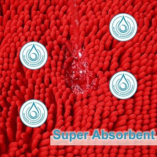 Red Bathroom Rugs Set 2 Piece Ultra Thick Bath Mats, Washable Soft Chenille Bathroom Sets, Bathtub Mat, Ultra Absorbent Bath Carpet