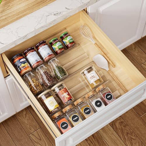 Adjustable Spice Rack Organizer for Drawer 4-Pack