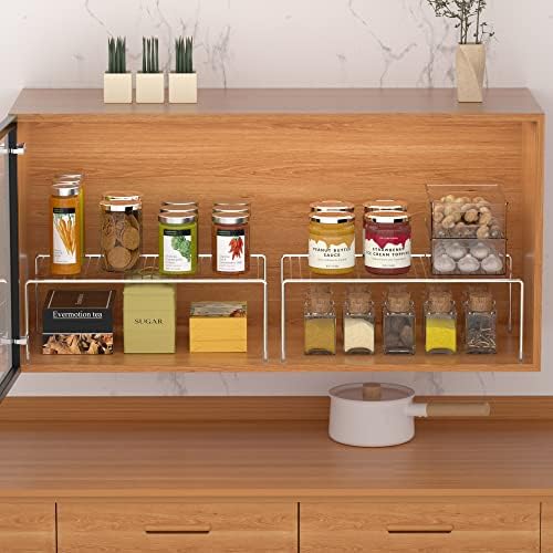 Redrubbit 4 Pack Large (15.7 x 9. 4 Inch) Cabinet Storage Shelf Rack, Rustproof Kitchen Counter and Cabinet Shelf, Storage Rack Organizer for Kitchen, Fridge, Cabinet, Bathroom, Chrome