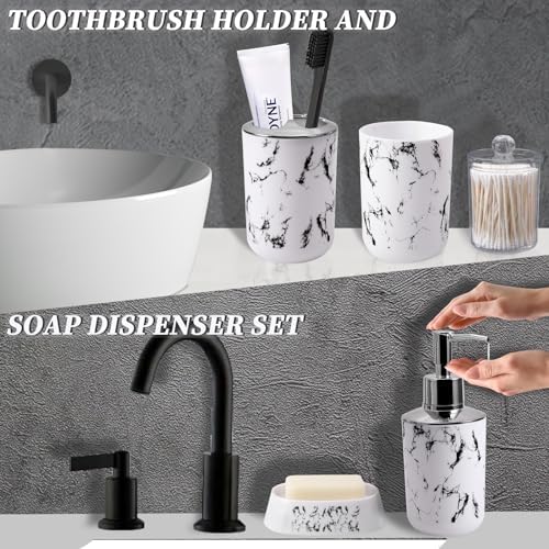 XLHOMO White Marble Bathroom Accessories Set, White Bathroom Set