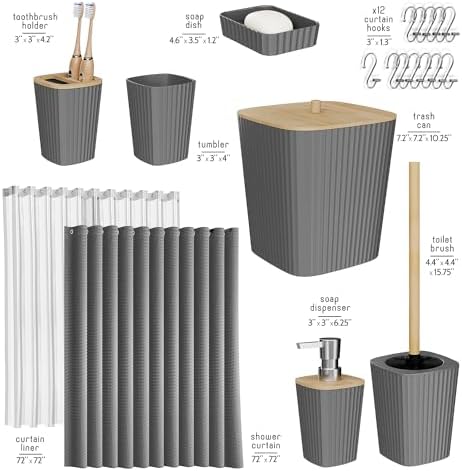 Clara Clark Bathroom Set, Shower Curtain Set, Bathroom Accessory Set