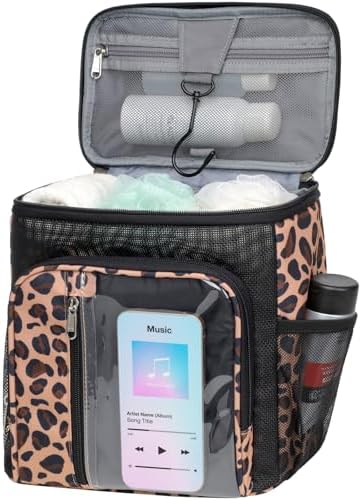 F-color Shower Caddy Portable for Dorm - Shower Bag Fits Full-Size Bottles