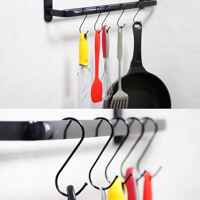 10 Pack 4.7 Inches Extra Large S Shape Hooks Heavy-Duty Metal Hanging Hooks Apply Kitchenware Bathroom Utensils Plants Towels Gardening Multiple uses Tools(Black)