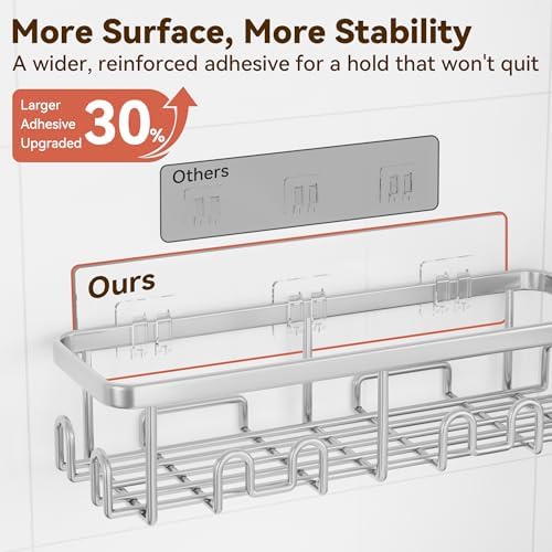 YASONIC Shower Caddy Adhesive, Rustproof Shower Organizer, Wall Shower Rack
