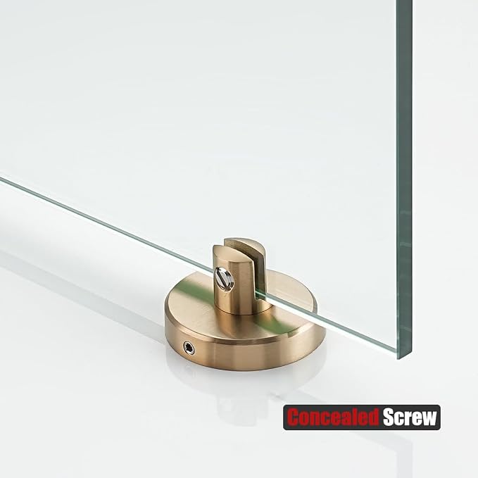 JQK Bathroom Glass Shelf, Tempered Glass Shower Storage 12 by 5 inches, 304 Stainless Steel Champagne Bronze Wall Mount, TGS101L12-CB
