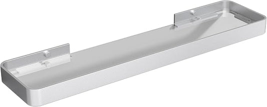 Danpoo 20 Inch Long Floating Shelf, Clear Tempered Glass Wall Shelf with Matte Silver Aluminum Frame - Spacious and Stylish Storage for Your Home